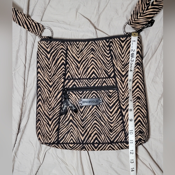 SOLD Vera Bradley Zip Hipster Zebra Tiger Print Crossbody Bag Purse Tan Black - Picture 12 of 14